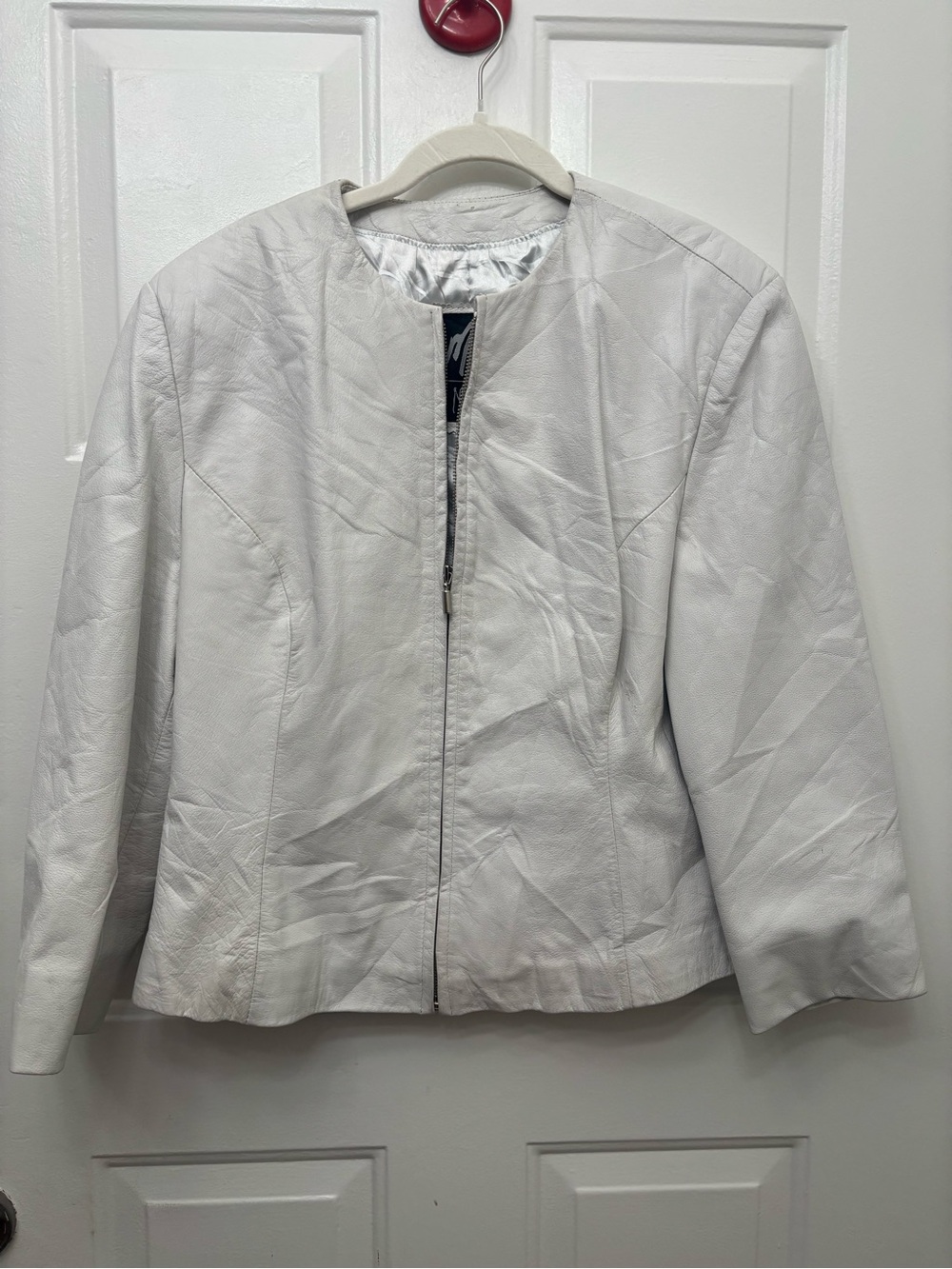 Vintage Ms. Maxima White Leather Jacket Women’s XL Zip Front